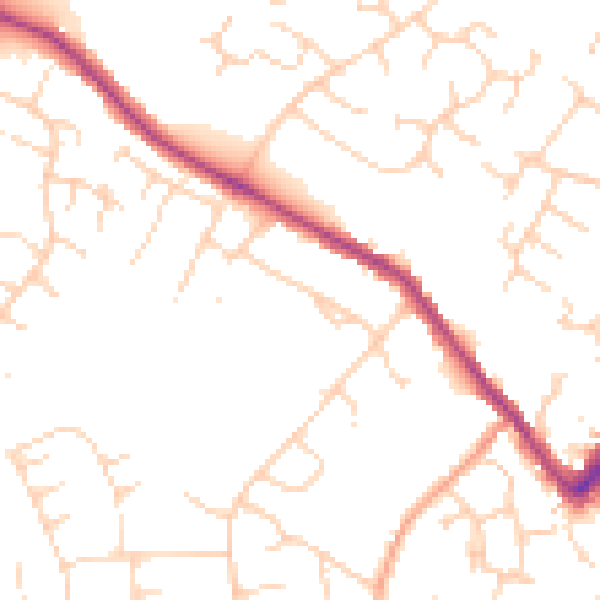 Daytime road noise heatmap for CB9 9HT