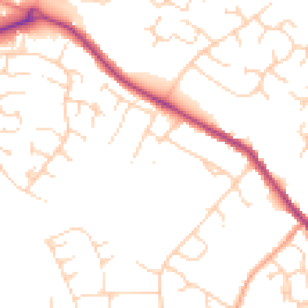 Daytime road noise heatmap for CB9 9HZ