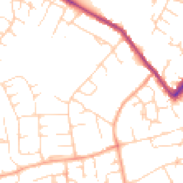 Daytime road noise heatmap for CB9 9JG