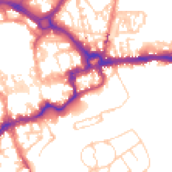 Daytime road noise heatmap for CH1 1AB