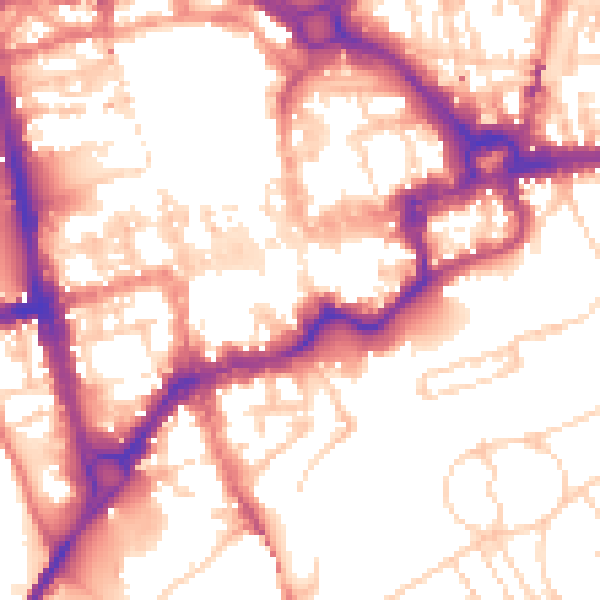 Daytime road noise heatmap for CH1 1DA
