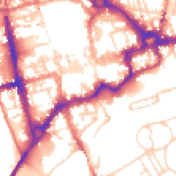 Daytime road noise heatmap for CH1 1DE