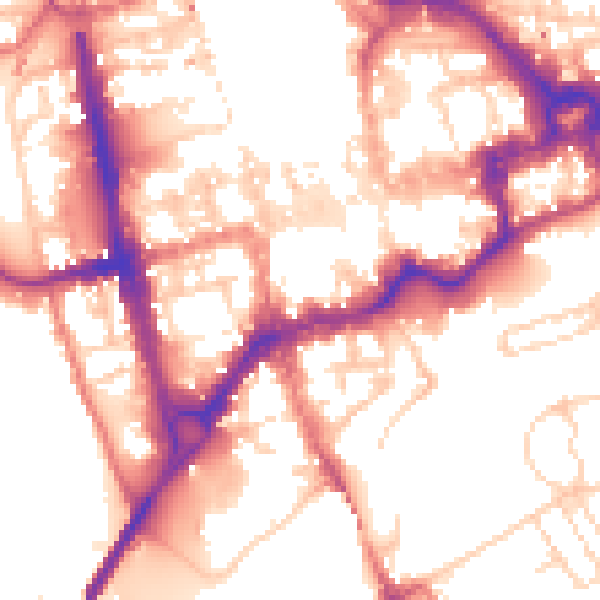 Daytime road noise heatmap for CH1 1ED