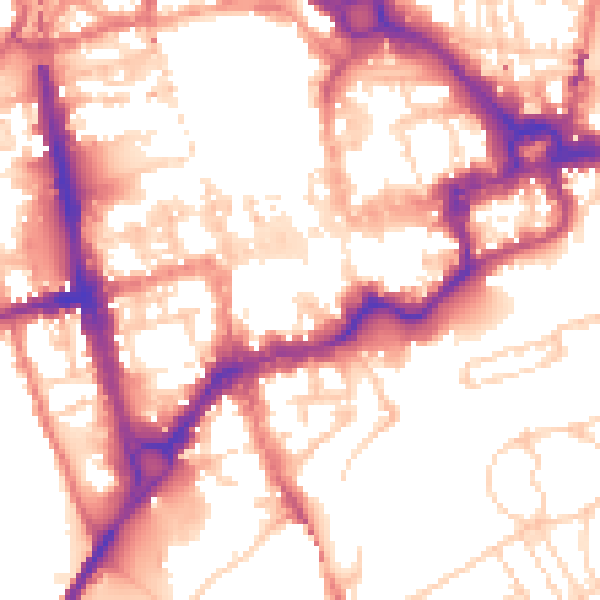 Daytime road noise heatmap for CH1 1EE