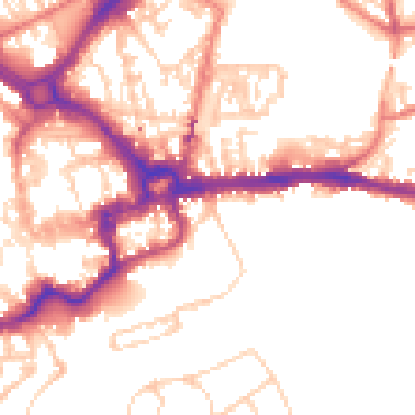 Daytime road noise heatmap for CH1 1HJ