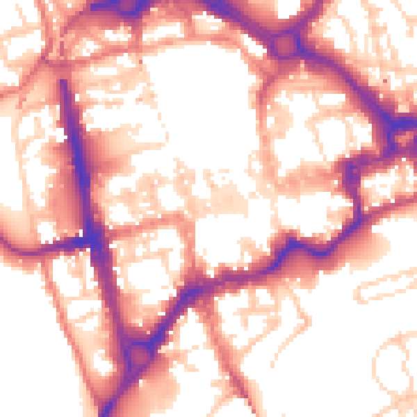 Daytime road noise heatmap for CH1 1LE