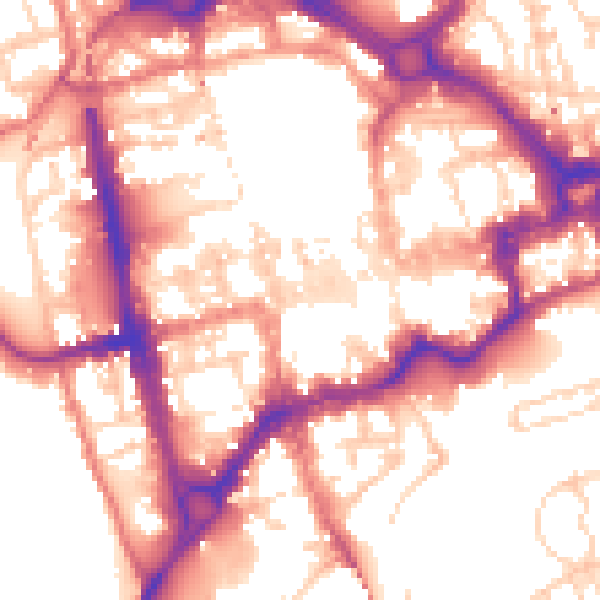 Daytime road noise heatmap for CH1 1LF