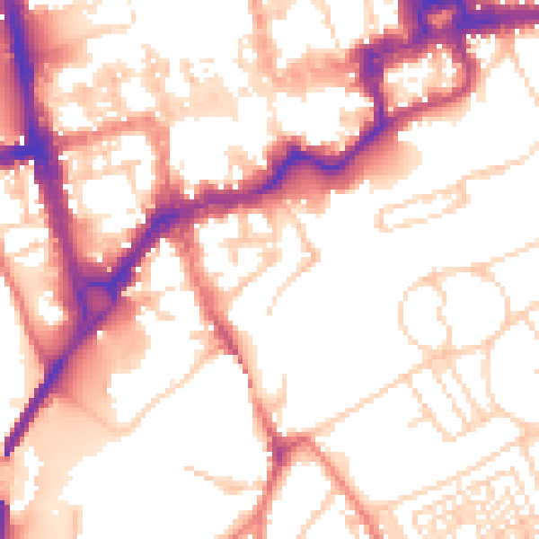 Daytime road noise heatmap for CH1 1NE
