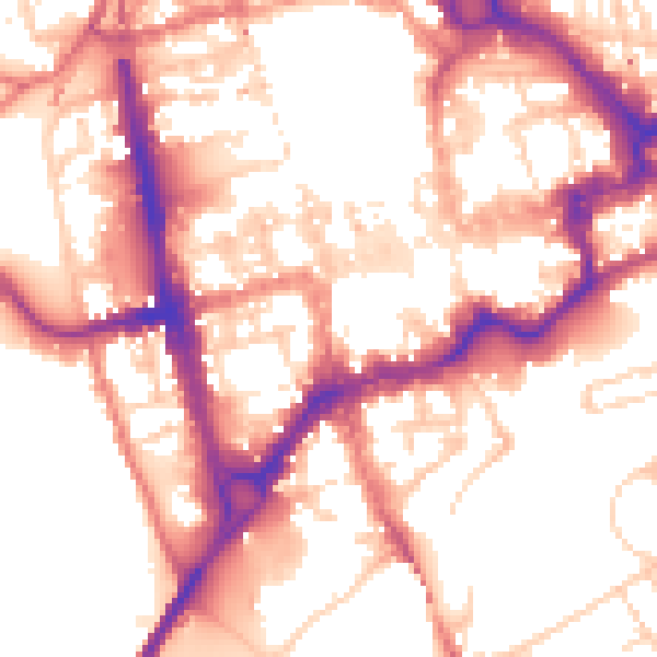 Daytime road noise heatmap for CH1 1NG