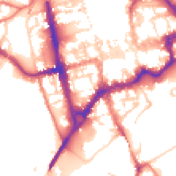 Daytime road noise heatmap for CH1 1NZ