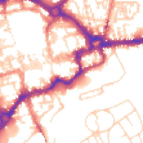 Daytime road noise heatmap for CH1 1QE