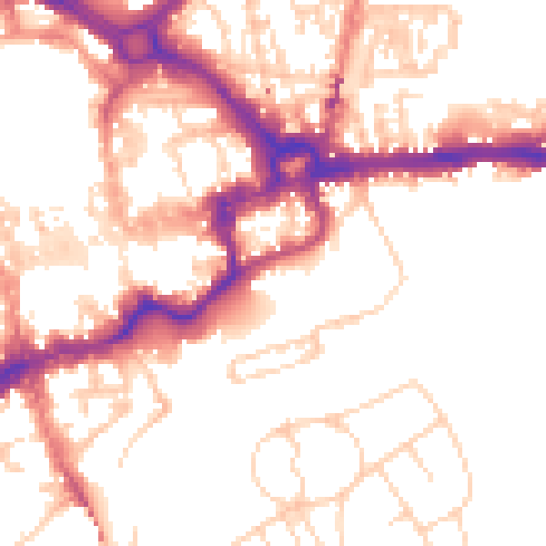 Daytime road noise heatmap for CH1 1QG