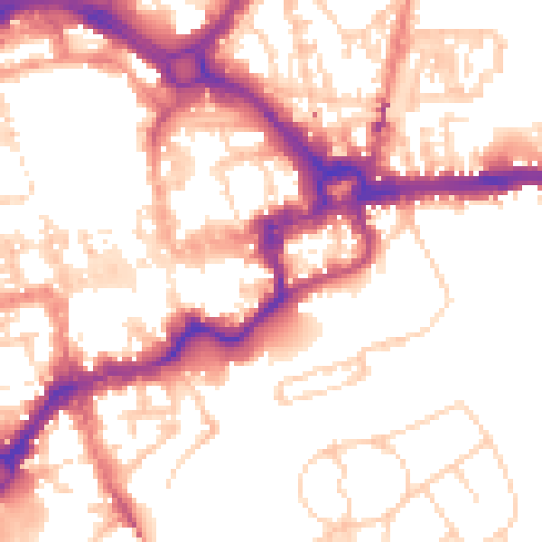 Daytime road noise heatmap for CH1 1QY