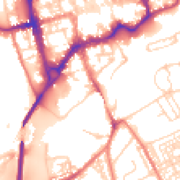 Daytime road noise heatmap for CH1 1RA