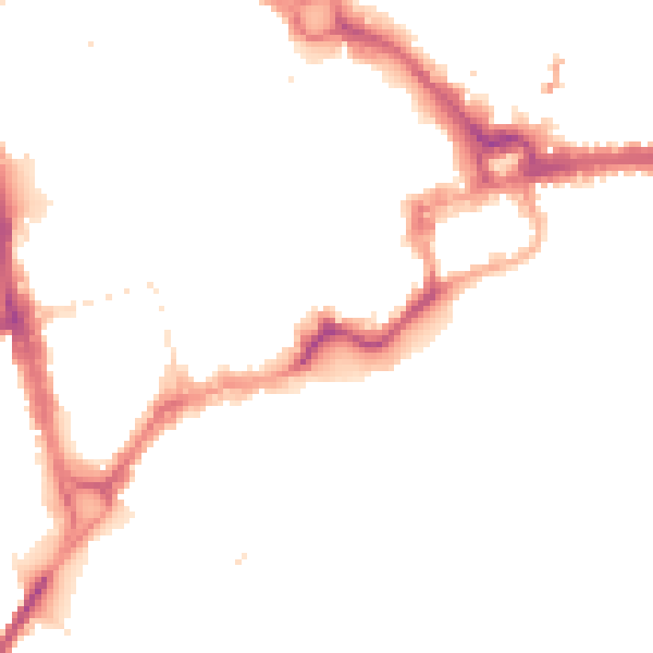 Night-time road noise heatmap for CH1 1RE