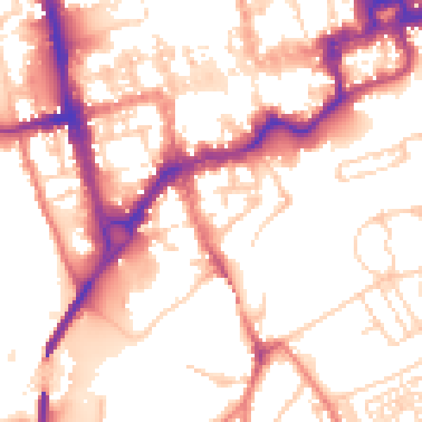 Daytime road noise heatmap for CH1 1RJ