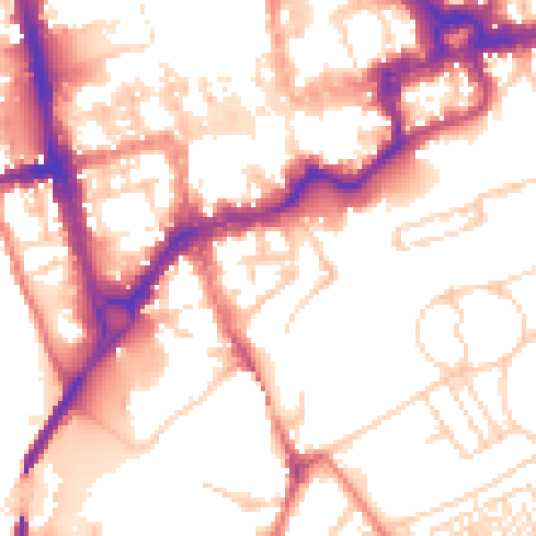 Daytime road noise heatmap for CH1 1RQ