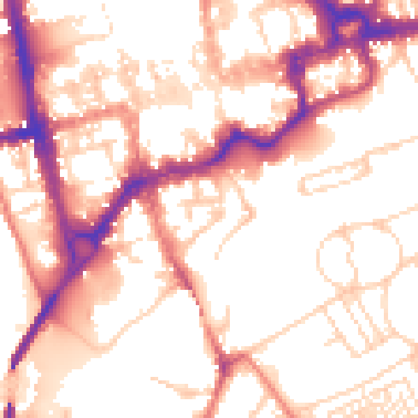 Daytime road noise heatmap for CH1 1RW