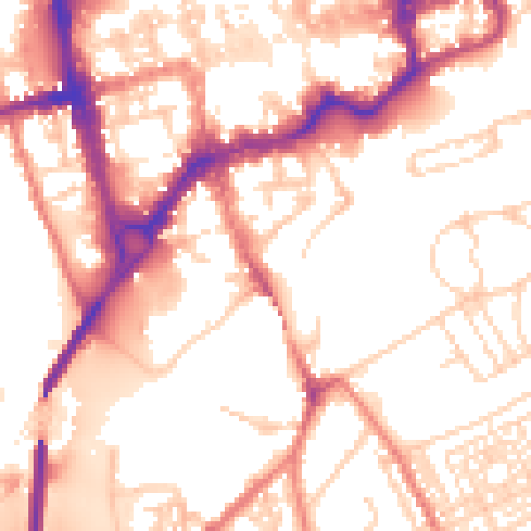 Daytime road noise heatmap for CH1 1SA
