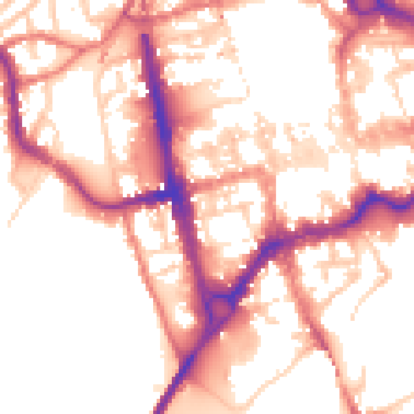 Daytime road noise heatmap for CH1 2AB