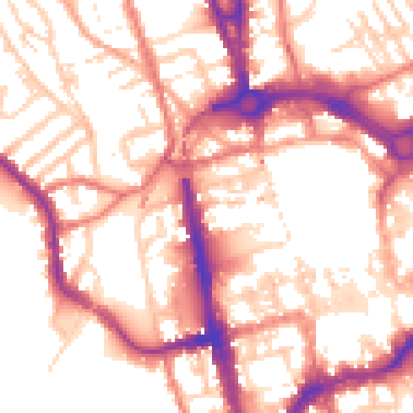 Daytime road noise heatmap for CH1 2AJ