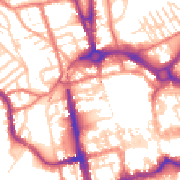Daytime road noise heatmap for CH1 2AW