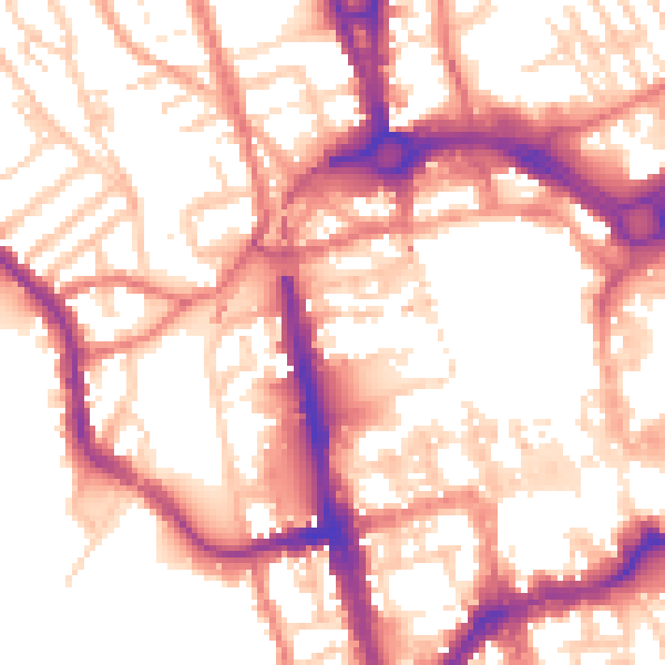 Daytime road noise heatmap for CH1 2AY