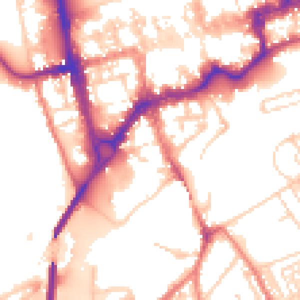 Daytime road noise heatmap for CH1 2DQ