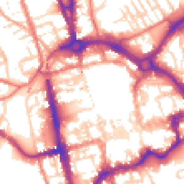 Daytime road noise heatmap for CH1 2HT