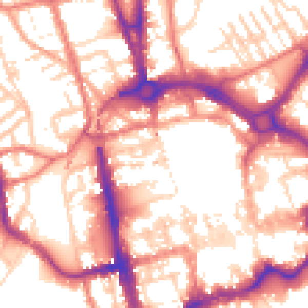 Daytime road noise heatmap for CH1 2JA