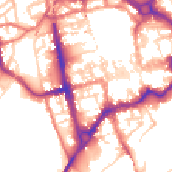 Daytime road noise heatmap for CH1 2LE