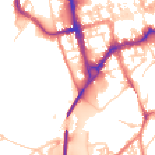 Daytime road noise heatmap for CH1 2LH
