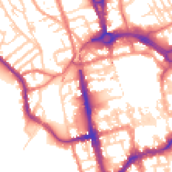 Daytime road noise heatmap for CH1 2NA