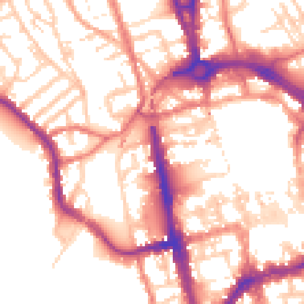 Daytime road noise heatmap for CH1 2NE