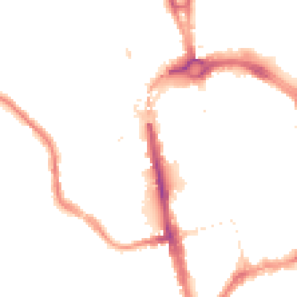 Night-time road noise heatmap for CH1 2NE