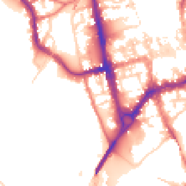 Daytime road noise heatmap for CH1 2NW