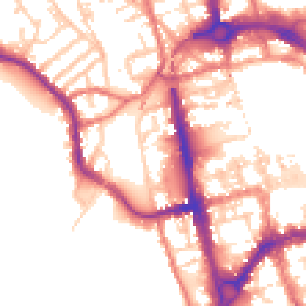 Daytime road noise heatmap for CH1 2NY
