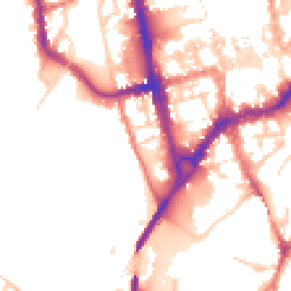 Daytime road noise heatmap for CH1 2PY