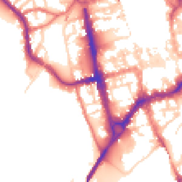 Daytime road noise heatmap for CH1 2QS