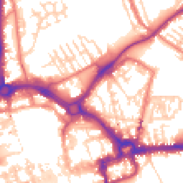 Daytime road noise heatmap for CH1 3ED