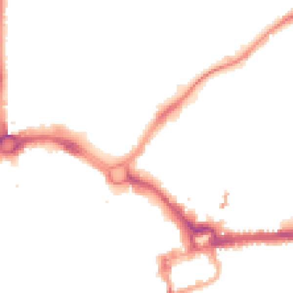 Night-time road noise heatmap for CH1 3ED