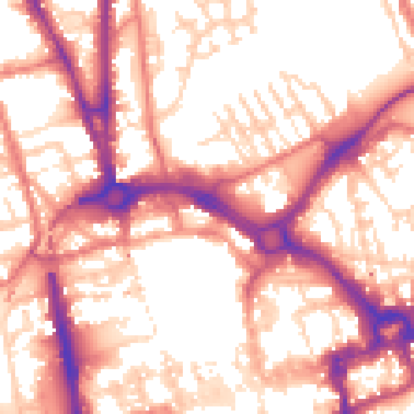 Daytime road noise heatmap for CH1 3EH