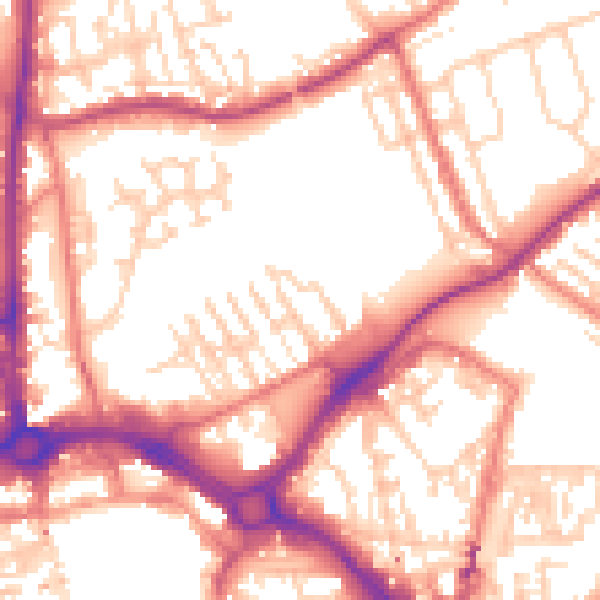 Daytime road noise heatmap for CH1 3ET