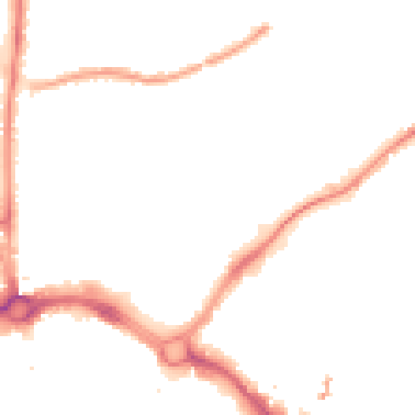 Night-time road noise heatmap for CH1 3ET
