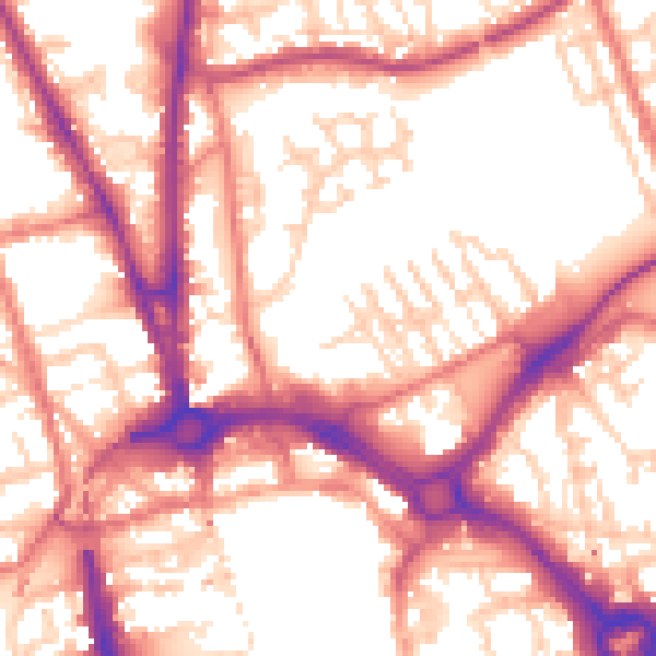 Daytime road noise heatmap for CH1 3GW
