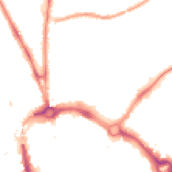 Night-time road noise heatmap for CH1 3GW