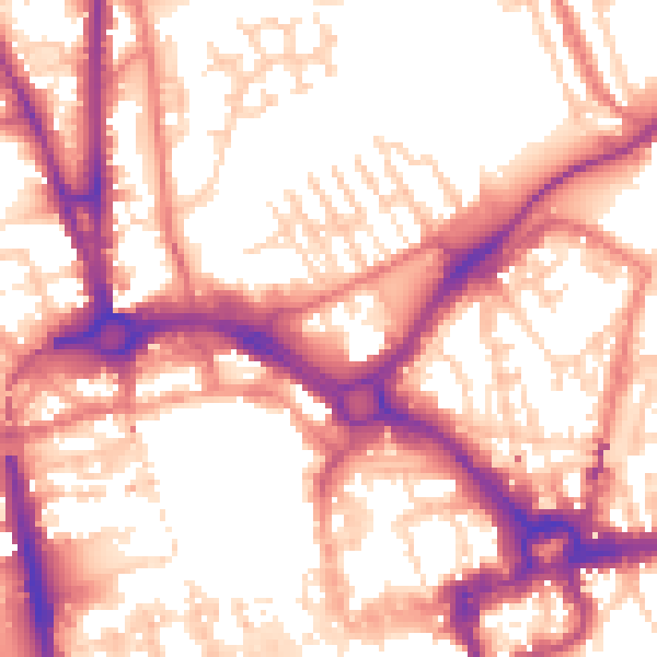 Daytime road noise heatmap for CH1 3HH