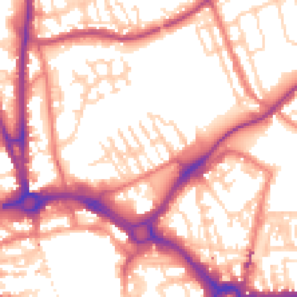 Daytime road noise heatmap for CH1 3JD