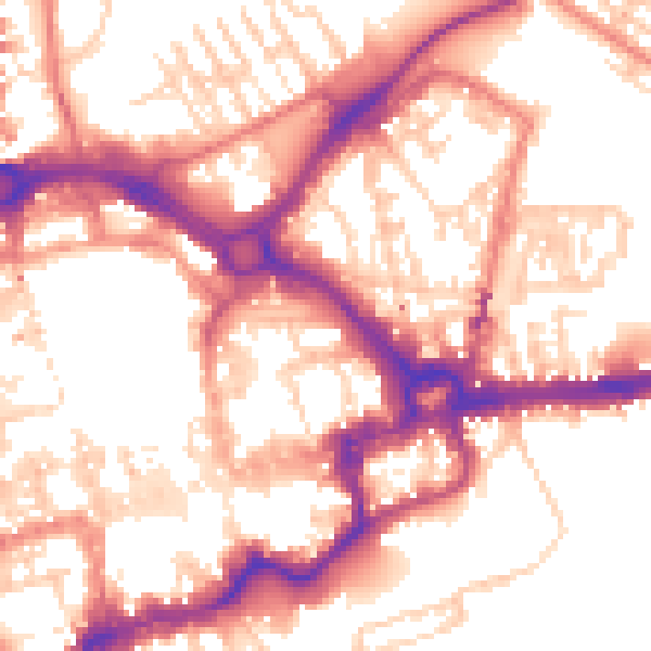 Daytime road noise heatmap for CH1 3LP