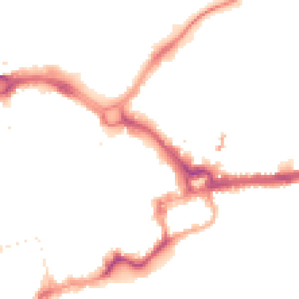 Night-time road noise heatmap for CH1 3LP